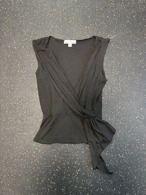 White House Black Market Black Wrap Tank Top with Side Tie